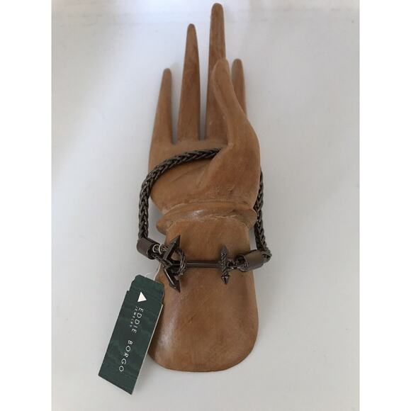 EDDIE BORGO MENS ANCHOR Sterling Silver 925 BRACELET $400 NWT - Picture 2 of 5